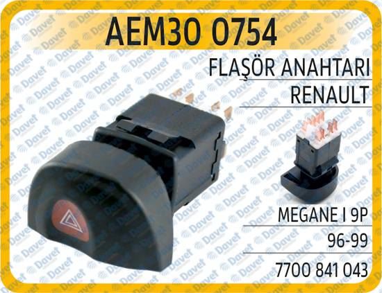 AEM 300754 Flasor Anahtari Renault Megane I 9p   96-99